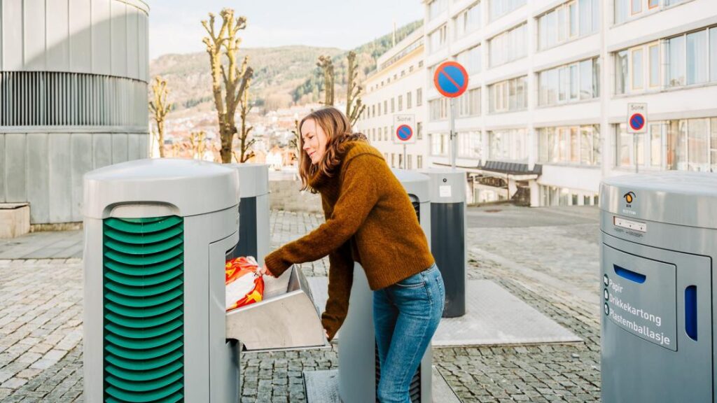 woman recycling